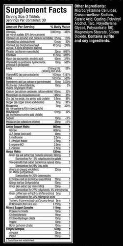 Imagen 2 de 2 de Suplemento En Tabletas Muscletech Multivitamin Platinum Aminoácidos/minerales/proteínas/vitaminas