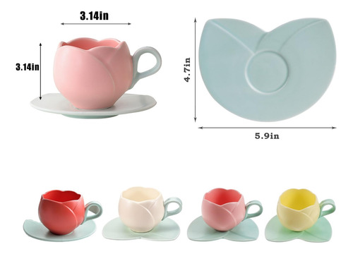 Juego De Tazas De Café De Cerámica Con Diseño De Tulipán