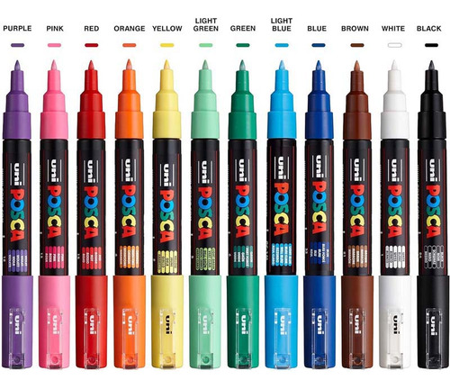 Set De Rotuladores Acrílicos Posca Uni -1m A Base De Agua