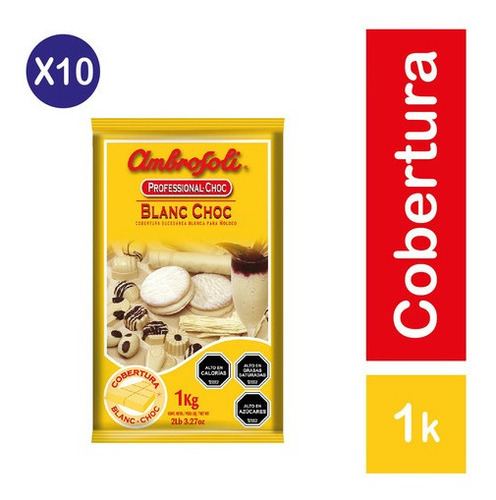 Pack 10 - Ambrosoli Cobertura Blanc Choc 1kg