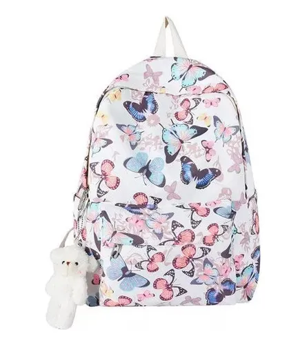Mochila Casual Con Estampado De Mariposas Para Mujer Cuotas sin