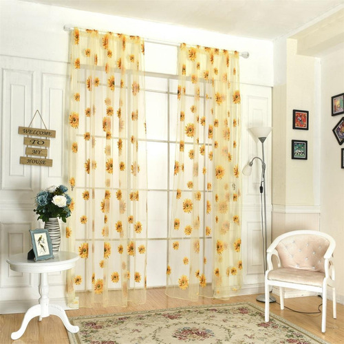 Nuevo 100 * 200cm Cortina De Ventana De Gasa Girasol Panel