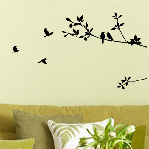 Decorativo Para Pared Dibujo Ave Volando Rama Arbol