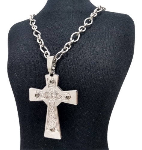 Imagem 2 de 6 de Corrente Com Pingente Cruz Cordão Aço Inoxidável 316 L Colar