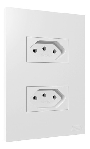 Tomada Dupla 20a 4x2 Branco Recta Satin Com Placa Blux