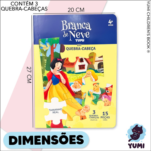 Livro : Branca De Neve E Os 7 Anões | Leitura Ilustrada Para Crianças Clássicos Com Quebra-cabeças - Capa E Folhas Duras