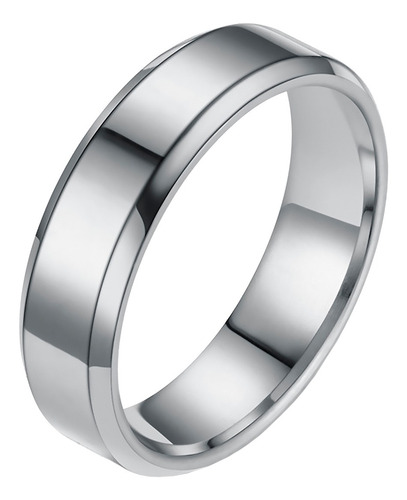 Imagen 5 de 10 de Anillos Hombre Mujer Acero Biselado Color Plata