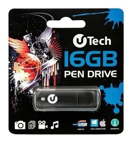 Pen Drive U-tech 16gb Cor Preto