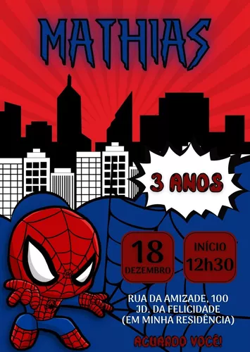 Convite Homem Aranha Digital Virtual Whatsapp