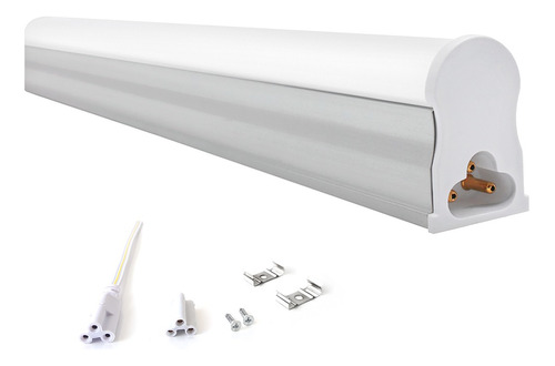 Led Tubular T5 30cm 6w C/ Calha Acoplada Completa Frio 6000k