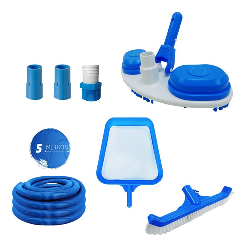 Kit Limpeza Piscina Aspirador Slim Com 5 Metros De Mangueira