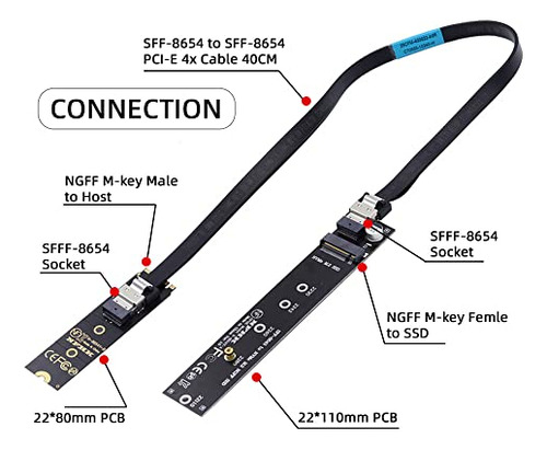 Cable De Extensión Cablecc Ngff M-key Nvme Macho A Hembra Co
