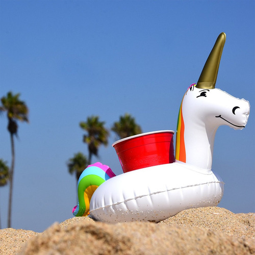 Sostenedor De La Bebida Gofloats Inflable Del Unicornio (3 P