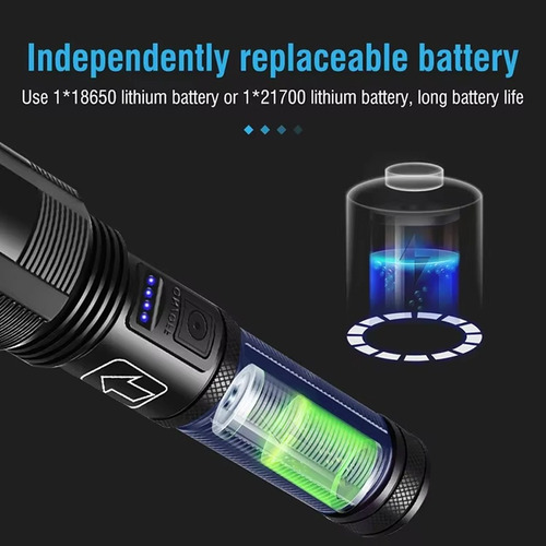 Linterna Led De Alto Brillo Xhp70, Power Bank