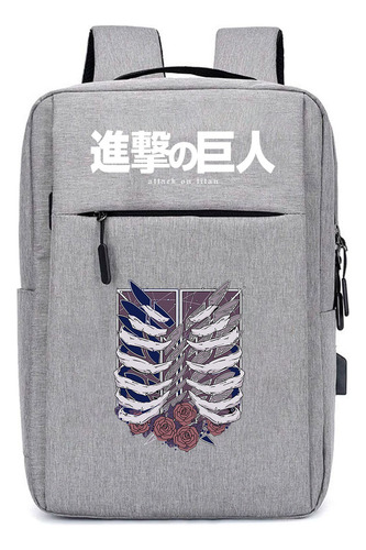 Mochila Escolar Usb Manga Serie On Tittan Desenho Do Tecido Mcusbatt07