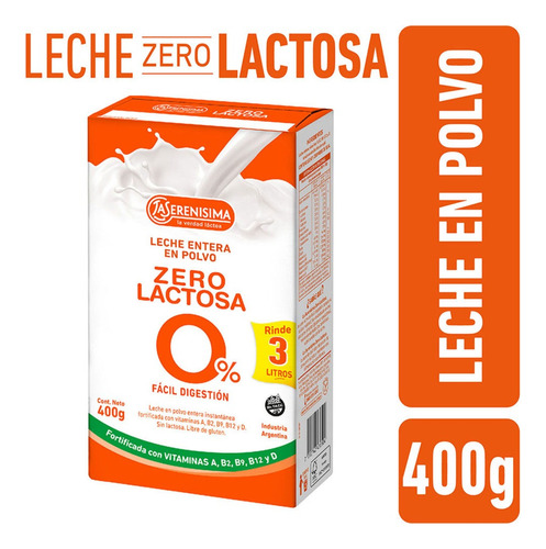 Leche En Polvo La Serenisima Zero 0 Lactosa 400gr Sin Tacc 