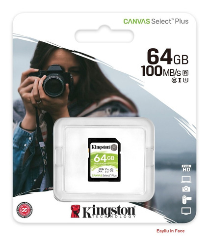 Sd Kingston 64 Gb Clase 10 100mb/s 4k Canvas Select Plus