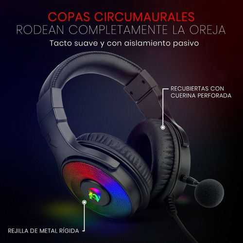 Imagen 7 de 8 de Auriculares Gamer Redragon H350 Pandora Rgb Usb 7.1