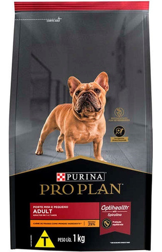  Purina Ração Pro Plan alimento Nestlé para cães mini e pequenas sabor frango 1kg para cachorro adulto em saco