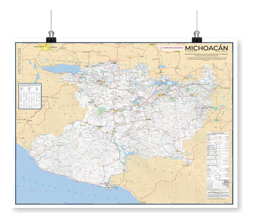 Michoacan Mapa Mural 160x130 De Pared