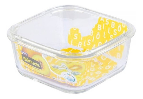 Contenedor Cuadrado De Vidrio Con Tapa Cuadrado 380 Ml Komax Color Transparente