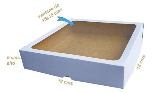 25 Caja Cuadrada Blanca Con Ventana 18x18x5 Cms Mod 1918 Blanca Tapa Ventana