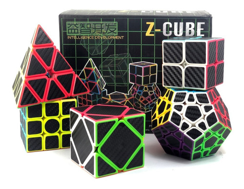 Paquete 5 Cubos Cobra Z Fibra Carbono Pyraminx Megaminx