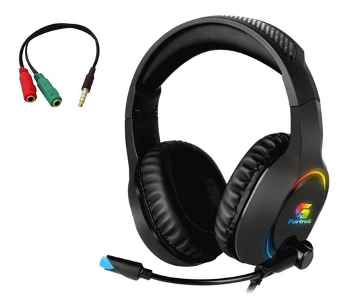 Headset Gamer Rgb Holt Com Adaptador P3 Pc Ps4 Xbox Fortrek