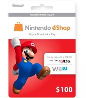Tarjeta Nintendo Eshop 100 Usd Entrega Inmediata