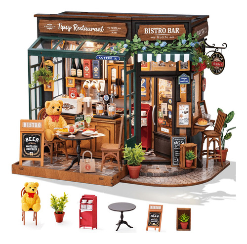 Kit De Casa Miniatura Diorama Café Y Bar 118 Con Luz Led