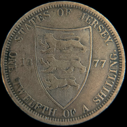 Jersey, 1/12 Shilling, 1877. Victoria. Vf-