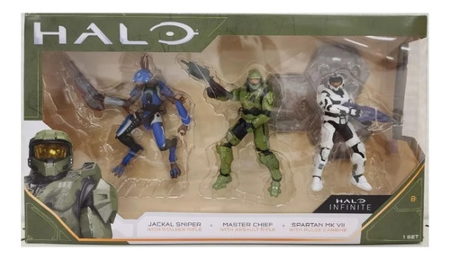 Halo Infinite 3 Figuras Jackal, Master Chief Y Spartan Mk