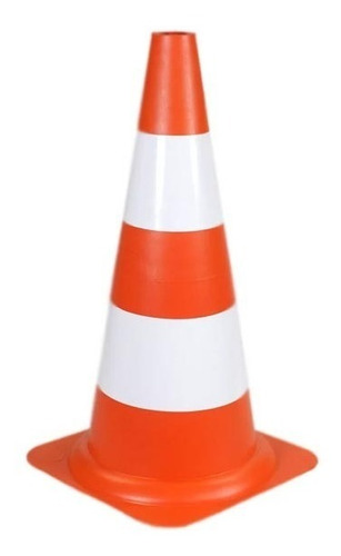 Cone De Sinalização Com  50cm Branco E Laranja 