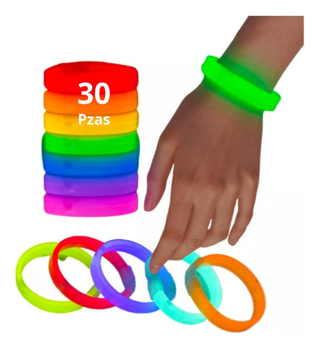 30 Brazalete Luminoso Neón Barita Pulsera Batucada Fiesta