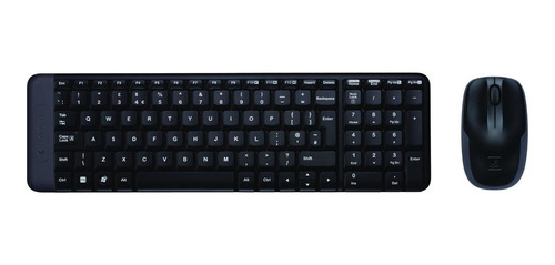 Imagen 1 de 3 de Kit de teclado y mouse inalámbrico Logitech MK220 Español de color negro