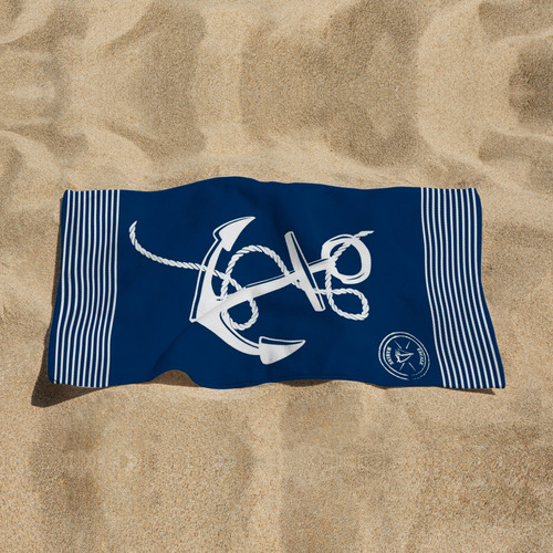 Toalha De Praia Microfibra Estampada Rozac Cor Náutica