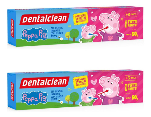 2x Gel Dental Infantil Peppa Pig Com Fluor 50g - Dentalclean