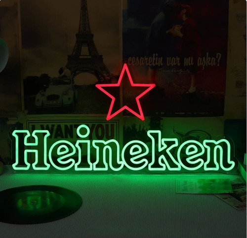 Letrero Led Neon Cerveza Heineken Ancho60cm Luminoso