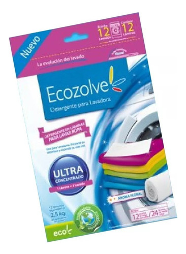 Detergente En Laminas Biodegradable Ecozolve 12 Unidades