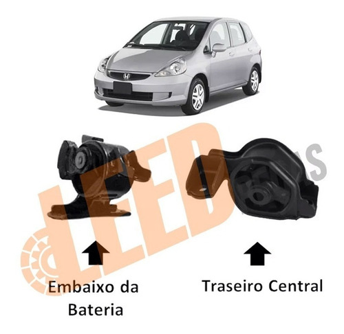 Kit Calço Coxim Motor Câmbio Honda Fit 03 A 08 Automatico