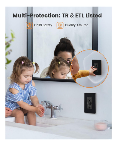 Suraielec 15 Amp Gfci Saltla Con Puertos Usb, Combinación De