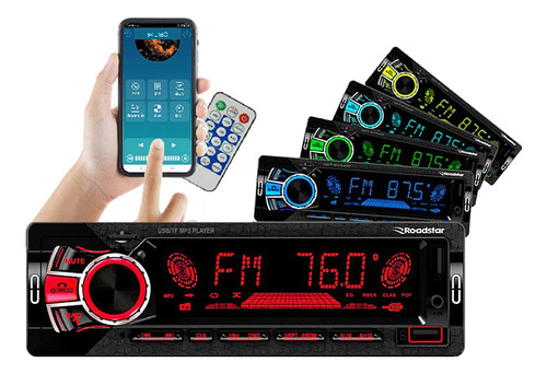 Auto Radio Bluetooth Usb 7 Cores Led 4 Canais 60w Potente