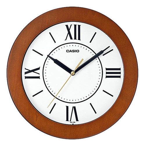 Reloj Pared Casio Iq-126 Madera Redondo