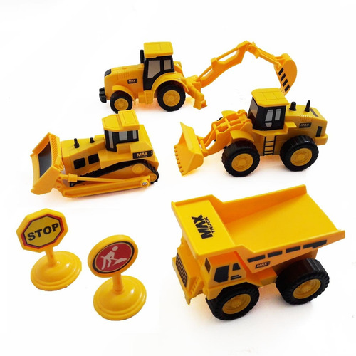 Kit 6 Pcs Tratores E Caminhão Construção Grande C/ Fricção