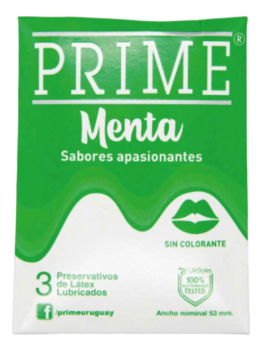 Preservativo Prime Menta X3 (pack X5 Paquetes)