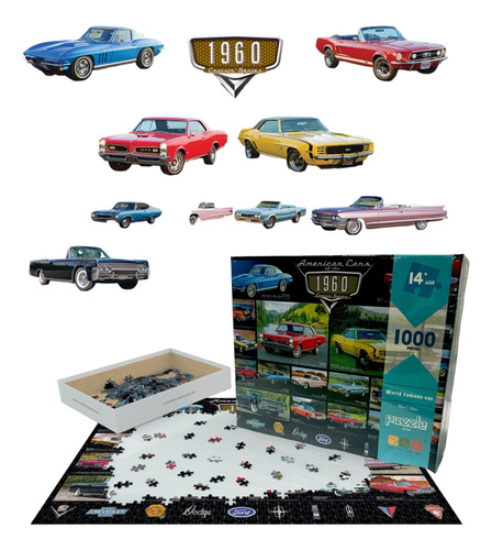 Puzzle X 1000 Pzs Rompecabezas Autos Americanos Serie 1960 