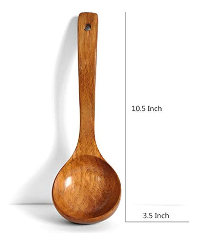 Cucharon De Madera De Mango Largo Para Sopa Y Resistente