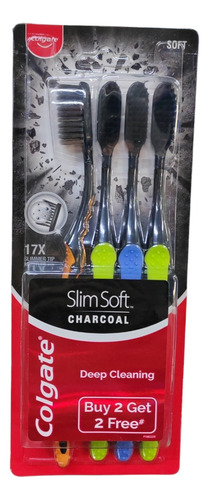 Pack X4 Cepillo Dental Colgate Slim Soft Carbon