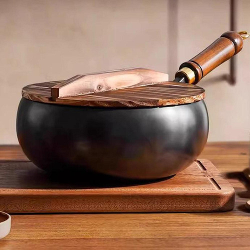A 9.45 '' Wok De Fondo Plano De Hierro Wok Con Manija De