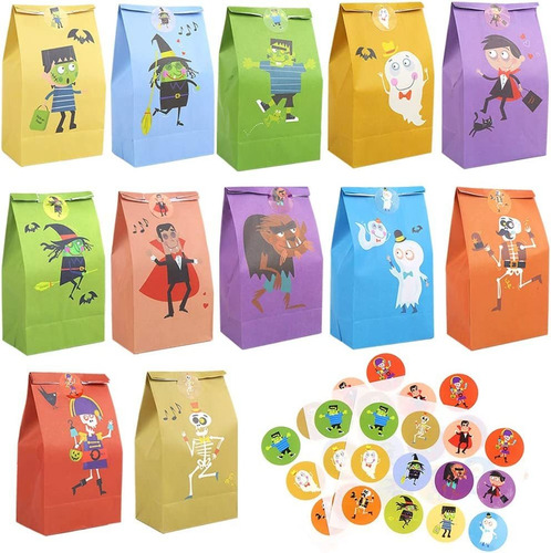 36 Uds. Bolsas De Papel Para Dulces De Halloween, Linda...